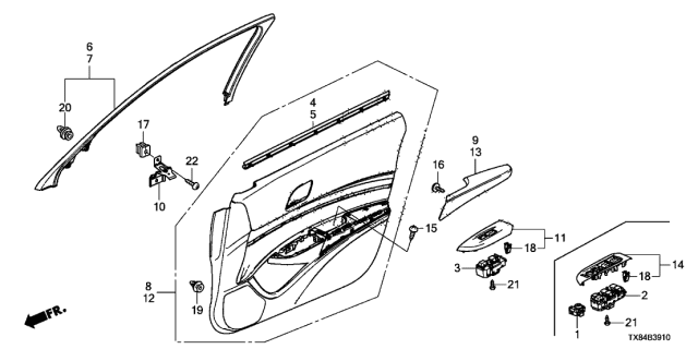 2014 Acura ILX Hybrid Garnish, Right Front Door Sash (Inner) (Premium Black) Diagram for 72442-TX6-A01ZA