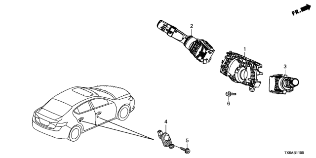 2019 Acura ILX Switch Assembly, Lighting & Turn Signal Diagram for 35255-TY2-K41