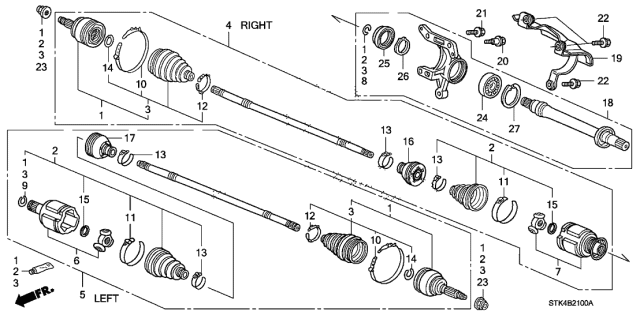 2011 Acura RDX Driveshaft - Half Shaft Diagram