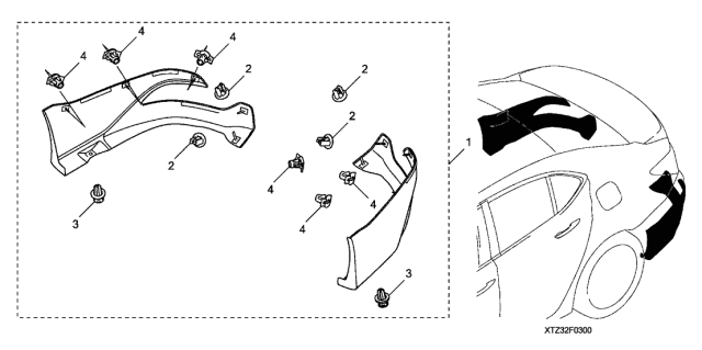 2020 Acura TLX 4 Door 24BASE KA DCT Rear Underbody Spoiler Diagram
