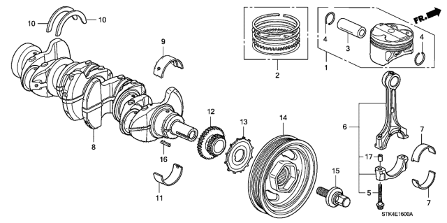 2010 Acura RDX Bearing A, Connecting Rod (Blue) (Daido) Diagram for 13211-RBB-003