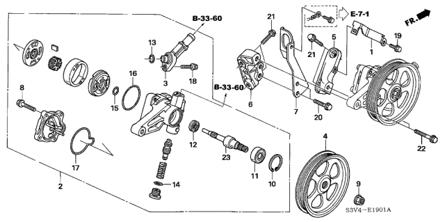 2003 Acura MDX P.S. Pump Bracket Diagram