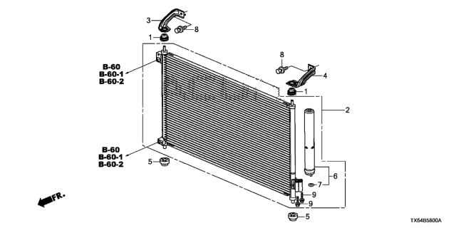 2015 Acura ILX 4 Door TECH KA 5AT A/C Condenser Diagram
