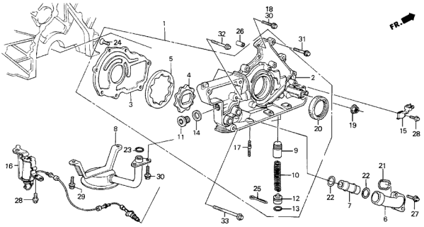 1986 Acura Legend 4 Door LX KA 5MT Oil Pump Diagram