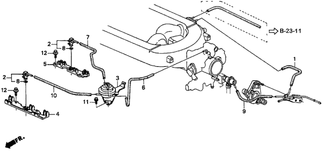 1998 Acura CL 2 Door BAS3.0 KL 4AT Install Pipe - Tubing Diagram