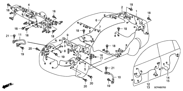 2008 Acura TL Transmission Ground Cable Assembly Diagram for 32601-SEP-A10