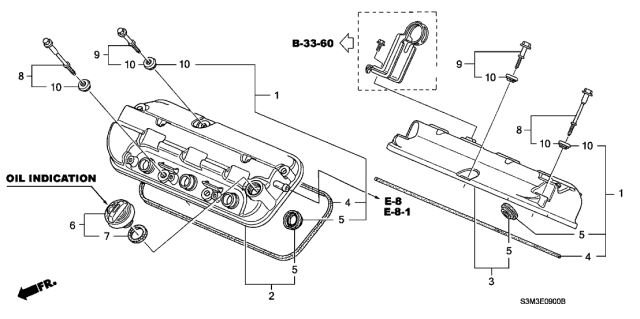 2002 Acura CL 2 Door SPORT KA 5AT Cylinder Head Cover Diagram