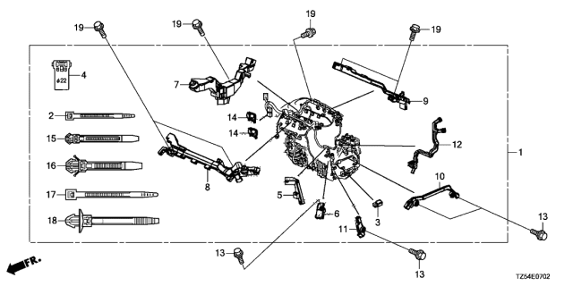 2017 Acura MDX Holder, Crank Sensor Harness Diagram for 32137-5WS-H00