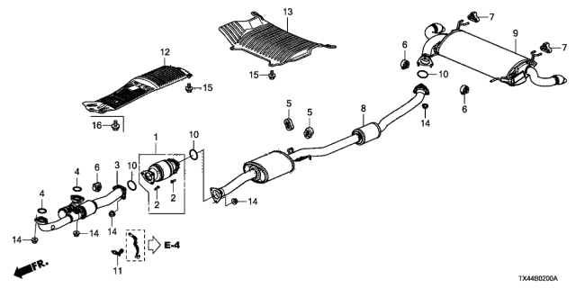 2013 Acura RDX Exhaust Pipe - Muffler Diagram