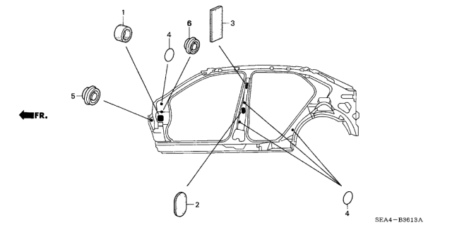 2005 Acura TSX Grommet Diagram 2
