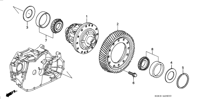 1999 Acura TL Gear, Final Driven Diagram for 41233-P7V-A00