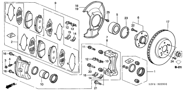 2002 Acura MDX Front Caliper Set (64Mm) Diagram for 01463-S0X-010