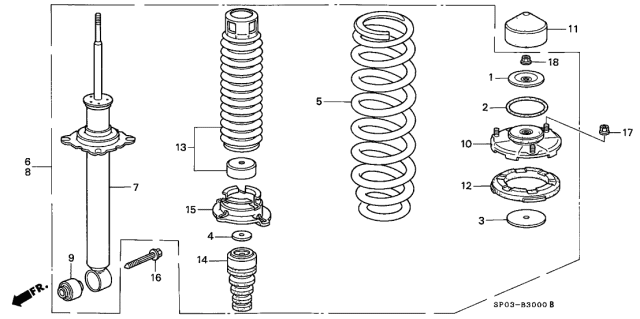 1993 Acura Legend Rear Shock Absorber Bush (Lower) Diagram for 52622-SP0-003