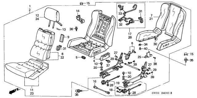 2002 Acura NSX Main Seat-Back, Right Front (Light Tan) (Leather) Diagram for 81125-SL0-G31ZB