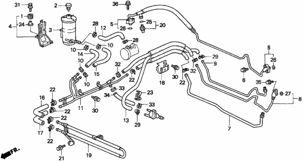 1996 Acura TL Power Steering Pressure Feed Hose Diagram for 53713-SZ5-A01