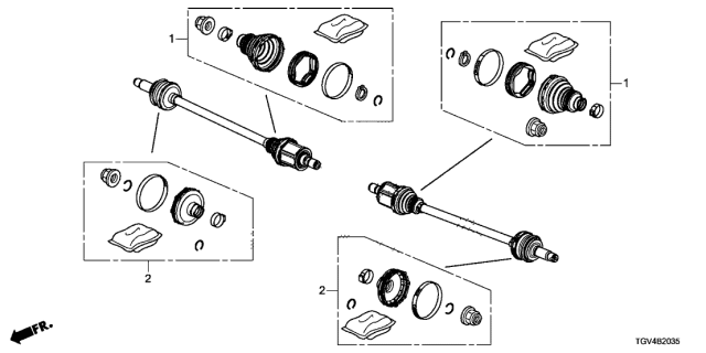 2021 Acura TLX Rear Driveshaft Set Short Parts Diagram