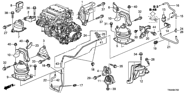 2014 Acura TL Engine Mounts (4WD) Diagram