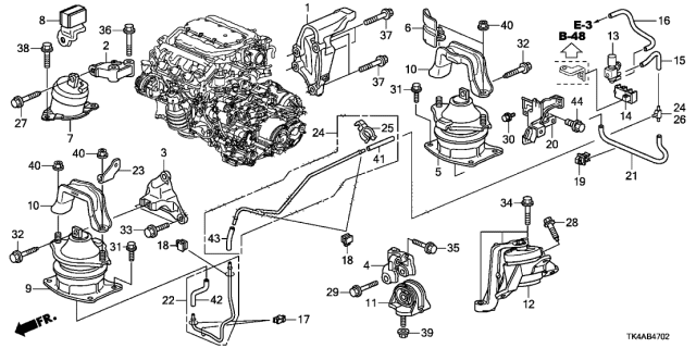 2014 Acura TL Rubber Assembly, Transmission Mounting (Upper) (4Wd) Diagram for 50870-TK5-A11