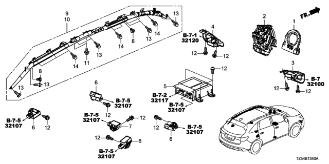 2015 Acura MDX SRS Unit Diagram