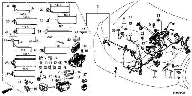 2020 Acura RLX Holder, Corrugated (10MM) (Black) Diagram for 32113-R60-003
