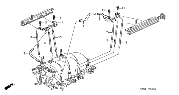 2004 Acura RL Tube, Driver Side Air Assist Injector Diagram for 17414-P5A-000