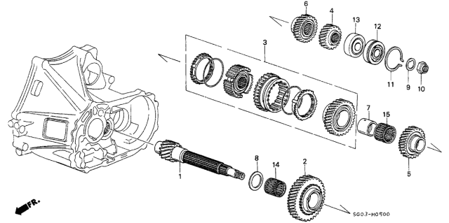 1990 Acura Legend 2 Door STD KA 5MT MT Countershaft Diagram