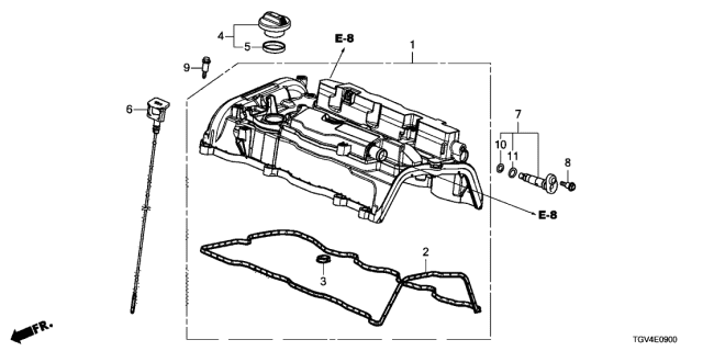 2021 Acura TLX Cylinder Head Cover Diagram