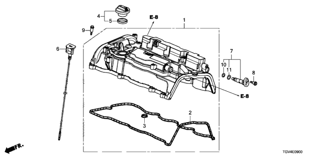 2021 Acura TLX 4 Door ADV KA XAT Cylinder Head Cover Diagram