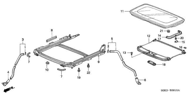 2000 Acura TL Frame, Sunroof Diagram for 70100-S0K-A01