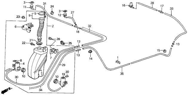 1986 Acura Integra Windshield Washer Nozzle Diagram for 76810-SR0-004