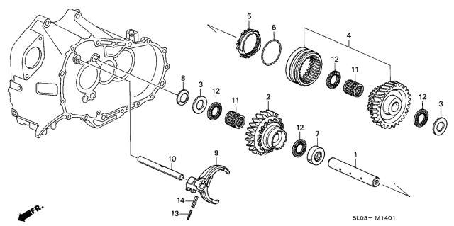 1999 Acura NSX 2 Door NSX-T KA 6MT 6MT Reverse Gear Shaft Diagram