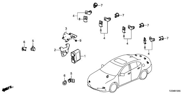 2017 Acura TLX Sensor Assembly, Parking (Bronze Black Pearl) Diagram for 39680-TV0-E11YY