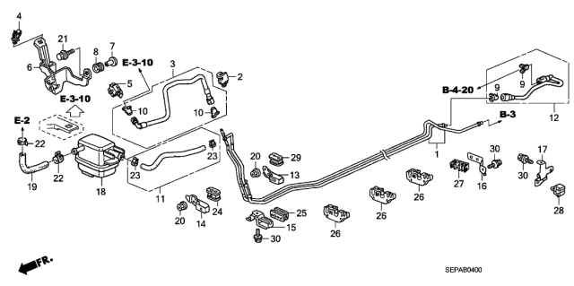 2008 Acura TL 4 Door BASE (NAVIGATION) KA 5AT Fuel Pipe Diagram