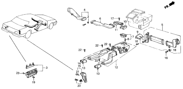 1990 Acura Legend Duct, Right Rear Outlet Diagram for 84660-SG0-003