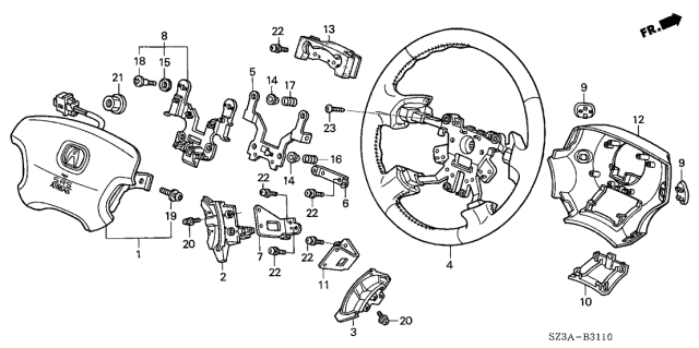 2004 Acura RL Driver Airbag Assembly (Medium Taupe) Diagram for 06770-SZ3-A60ZC