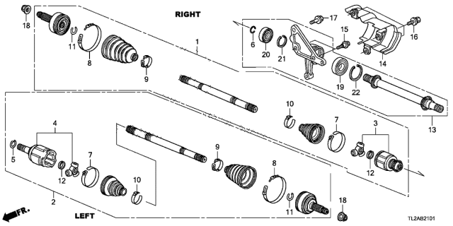 2013 Acura TSX 4 Door TSX V6 KA 5AT Driveshaft - Half Shaft (V6) Diagram