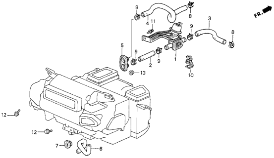 1994 Acura Vigor Valve Assembly, Water Diagram for 79710-SL5-A01