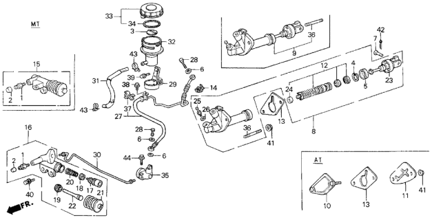 1989 Acura Legend Master Cylinder Assembly, Clutch (Nissin) Diagram for 46920-SD4-043
