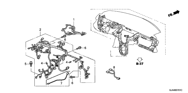 2006 Acura RL 4 Door RL (TECH) KA 5AT Wire Harness Diagram 2