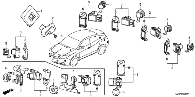 2013 Acura ZDX Parking Sensor Diagram