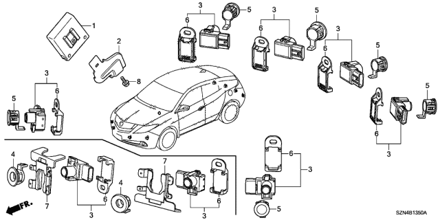 2013 Acura ZDX Sensor (Aspen White Pearl) Diagram for 39680-TL0-G01YM