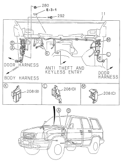 1999 Acura SLX 4 Door 4LS (PREMIUM) KA 4AT Wire Harness (Body) Diagram