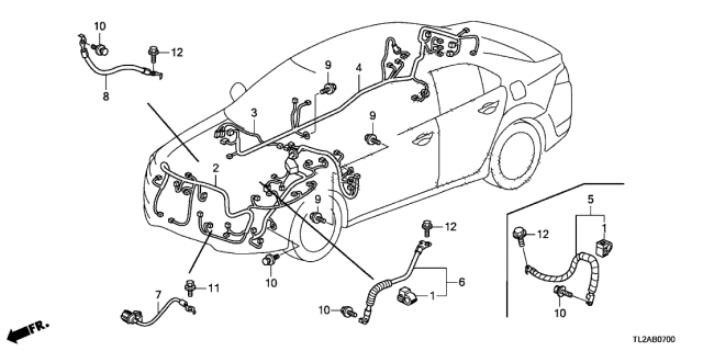 2013 Acura TSX Wire Harness, Driver Side Cabin Diagram for 32120-TP1-A01