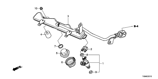 2013 Acura ILX Hybrid Injector Assembly, Fuel Diagram for 16450-RGA-003