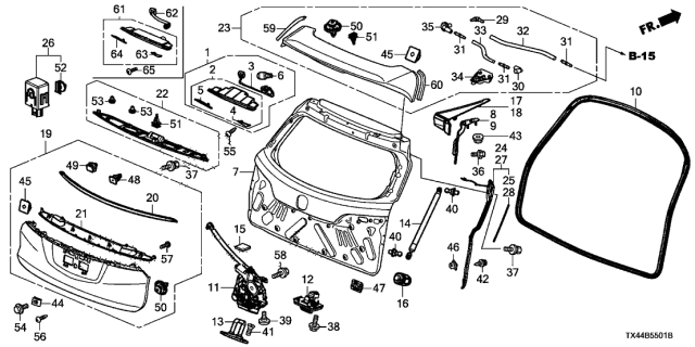 2014 Acura RDX Clip, Front Corner Garnish Diagram for 91512-SEL-T01