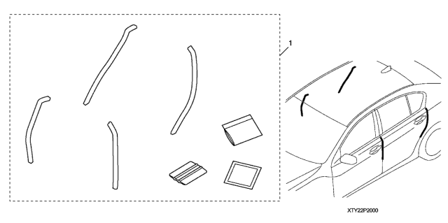 2020 Acura RLX 4 Door ADV (SH-AWD (HYBRID)) KA DCT Door Edge Film Diagram