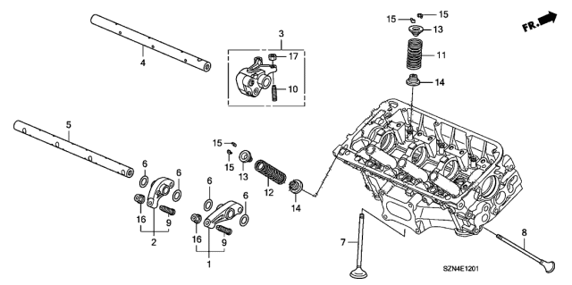 2013 Acura ZDX 5 Door ZDX KA 6AT Valve - Rocker Arm (Rear) Diagram