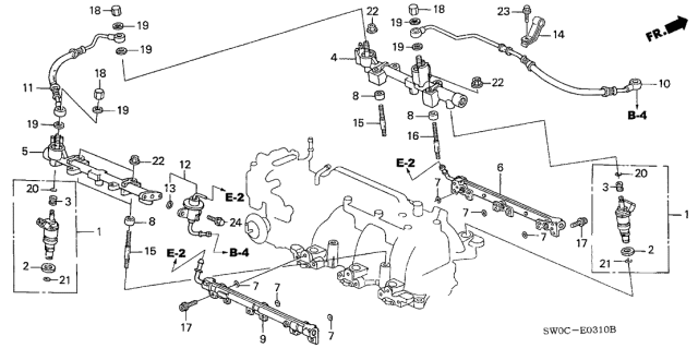 2003 Acura NSX 2 Door NSX-T KA 4AT Fuel Injector Diagram