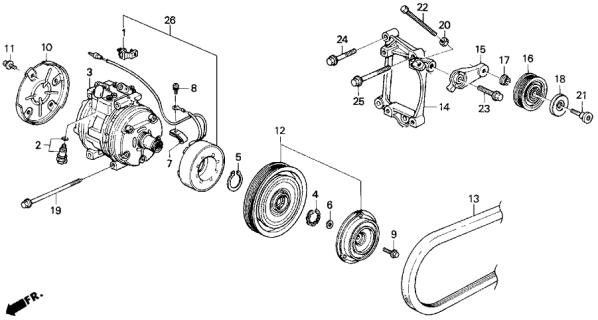 1990 Acura Integra A/C Compressor Diagram 1