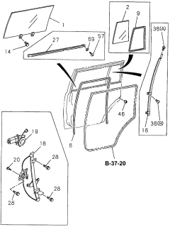 1997 Acura SLX Motor, Left Rear Power Window Diagram for 8-97165-872-1